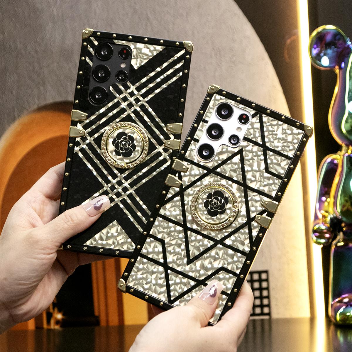Luxury Glitter Phantom Stripe Flower Cover Plating Phone Case For Samsung S25 S24 S23 S22 S21 FE Plus Ultra Note20 A55 A54 A35 A34 A25 A24 A15 A14