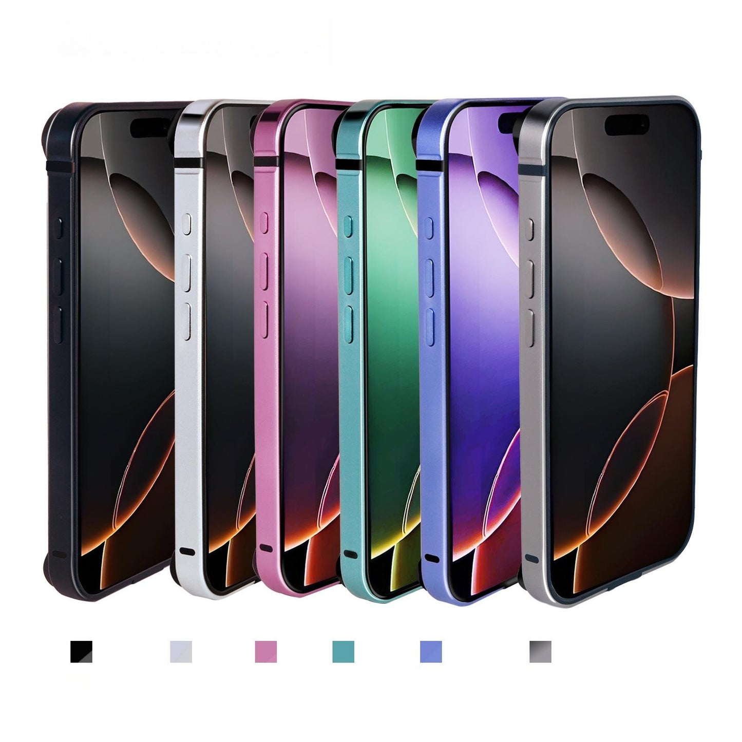 Ultra-Thin Full Metal Border TPU Anti-collision Angle Phone Case For iPhone 16ProMax 15 14 13 12 11 XR X/XS XSMax Hand Feel Friendly Hard Full Cover