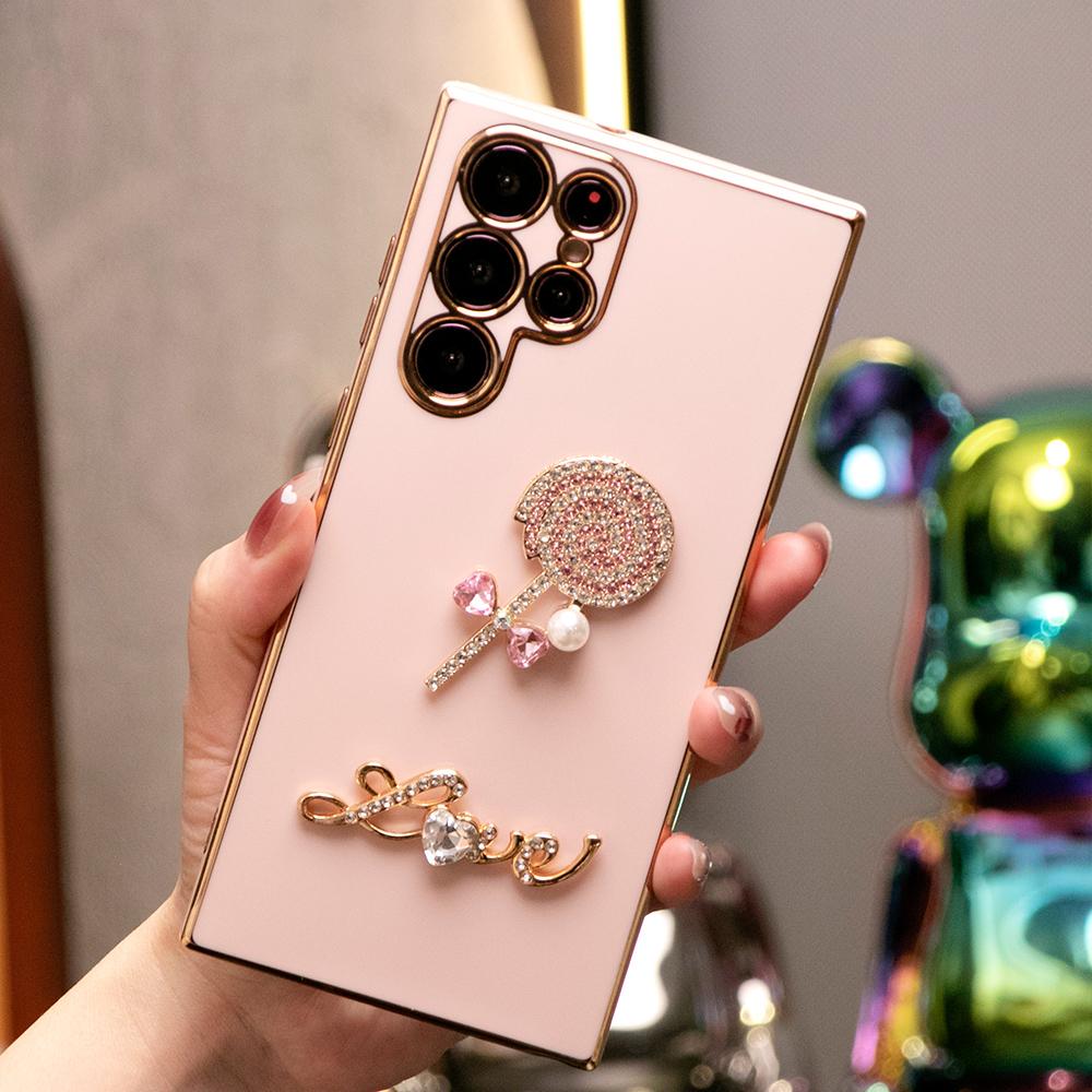 Love lollipop Plating Phone Case for Samsung A16 A15 A24 A25 A34 A35 A52 A53 A54 A55 A06