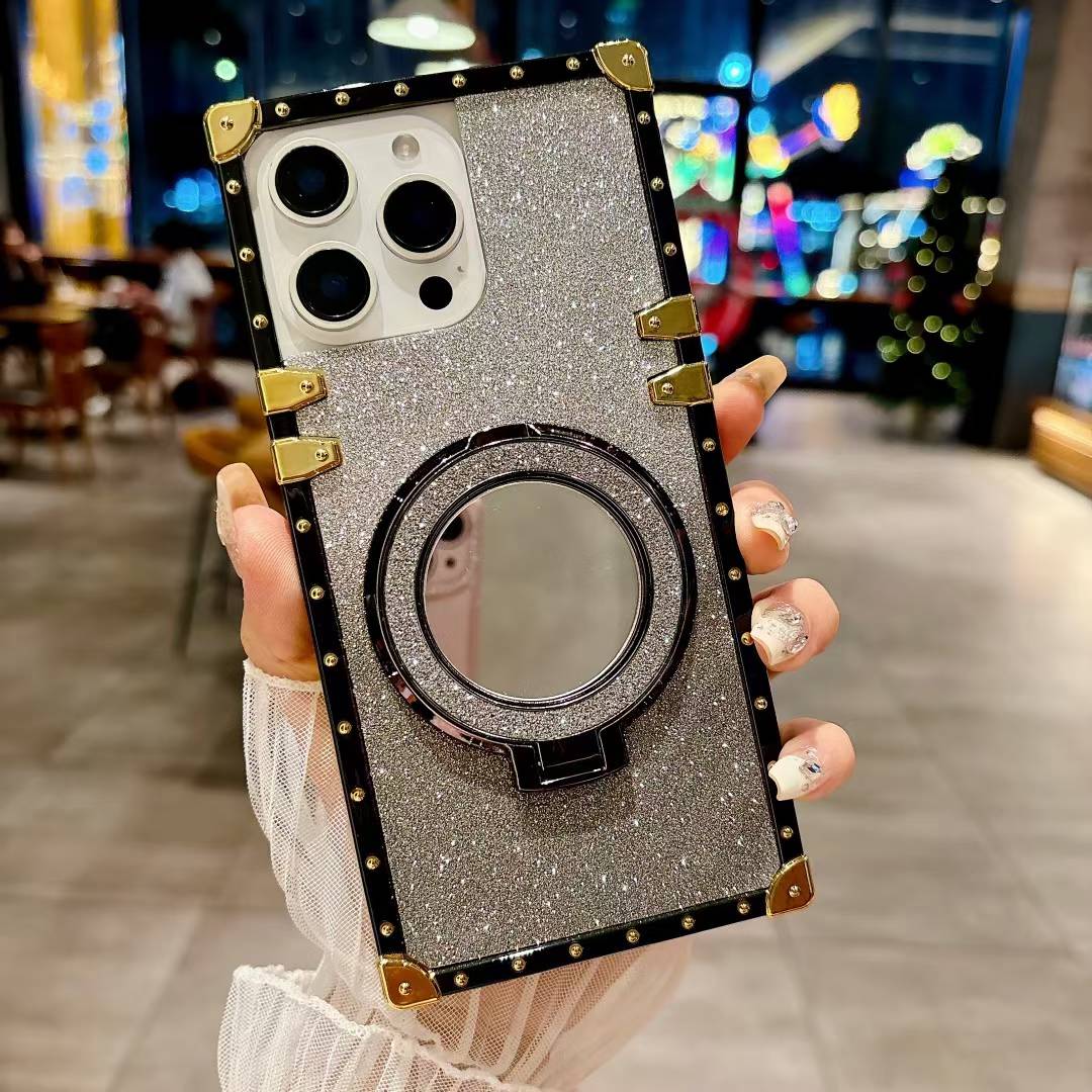 Luxury Gradient Glitter Diamond Heavy Duty Protection Shockproof With Mirror Magnetic Kickstand Phone Case For Samsung S25 S24 S23 S22 S21 Note20 A15 A25 A35 A55 Square Case Back Soft Cover