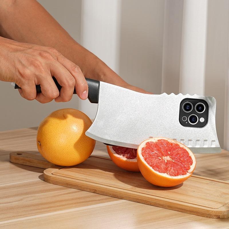Creativity TPU Spoof Kitchen Knife Pattern Plating Len Protection Phone Case For iPhone 16ProMax 15 14 13 12 11 XR X/XS XSMax Hard Full Cover