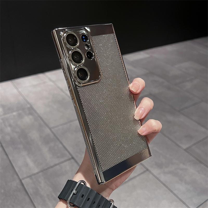 Ultra Slim Plating PC with Len Protector Cooling Phone Case For Samsung S25Ultra S24 S23 S22 S21 Note20 Shockproof Hard Full Cover