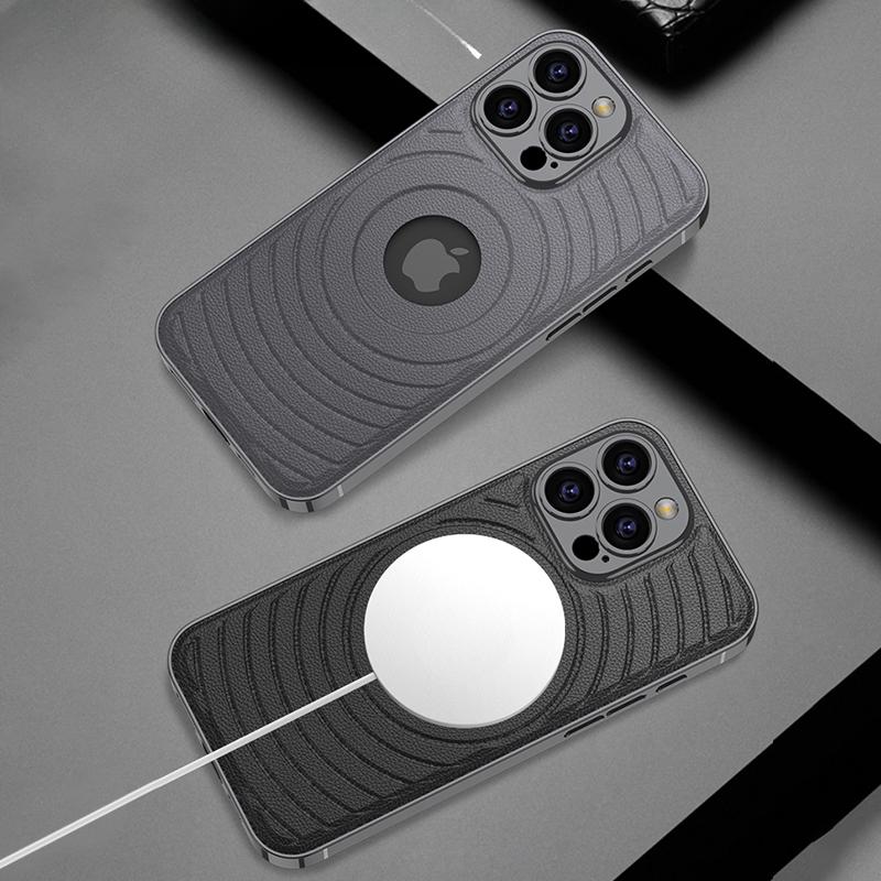 For iPhone 16 Electroplated Magnetic Phone Case for iPhone 16 Plus 16 Pro Max Leather Leakage Hole Shockproof Protective Cover