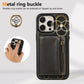 For iPhone 16ProMax 16 15 14 13 12 Leather Phone Case with Double Folding Wallet Wristband, Anti-Fall Card Bag Kickstand Shockproof Business Hard Full Cover