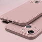 Für iPhone 16 15 14 Pro Max Handyhülle, Schlanke, matte, dünne, luxuriöse, quadratische, weiche, flüssige Silikon-Schutzhülle mit stoßfester Rückseite mit Mikrofaser-Innenfutter