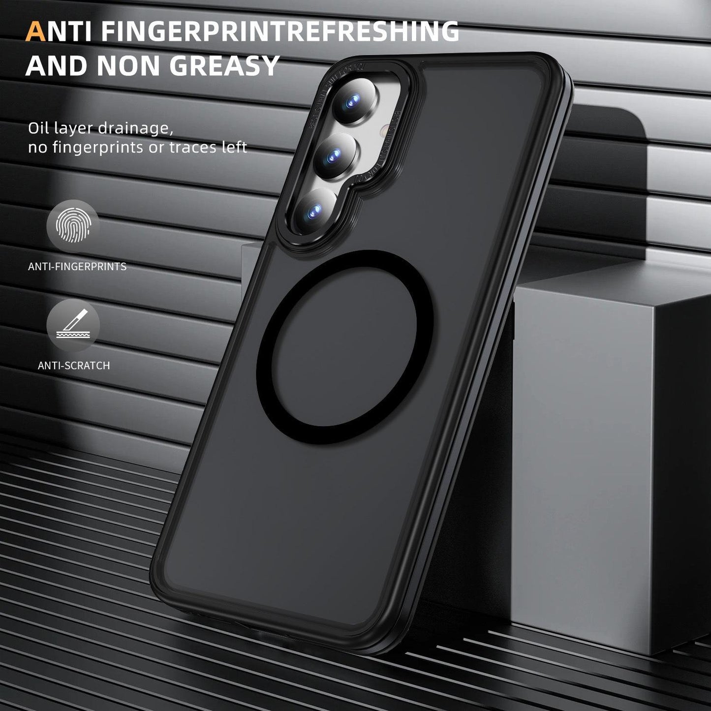 Two-tone Matte Transparent Anti-Dust Anti-Fall Bumper Shockproof Strong Magnetic Phone Case for Samsung S25Ultra S24 S23FE S23 A14 A15 A25 A35 A54 Bumper Hard Cover