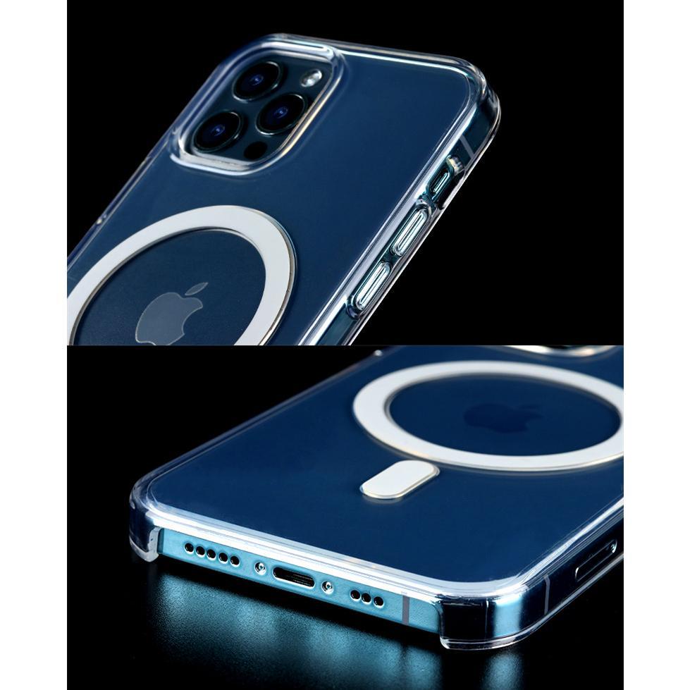 Transparent Hard PC Phone Case For iPhone 16 15 14 13 12 11 Pro Max Clear Crystal Magnetic Back Cover