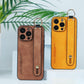 For iPhone 16ProMax 16 15 14 13 12 Case With Wristband, Matte Durable Faux Leather Kickstand Shockproof Phone Case