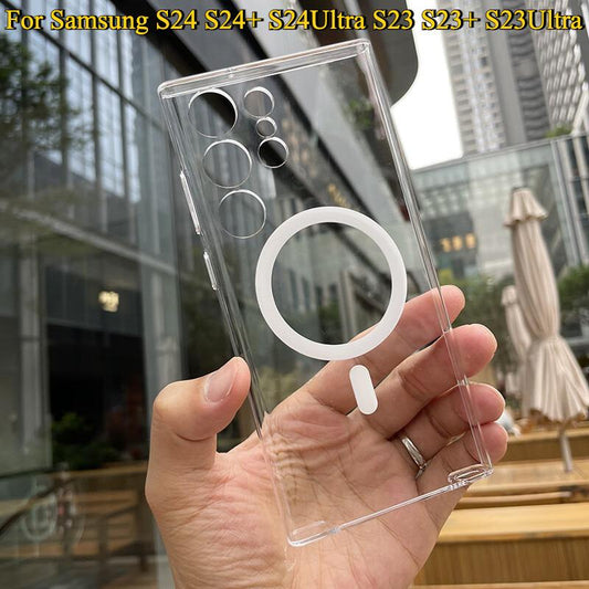 Clear Magnetic High Definition PC Hard Phone Case For Magsafe for Samsung S24 S24+ S24Ultra S23 S23Plus S23Ultra - Precise Camera Cutouts, Protective Case, Durable Polycarbonate Construction