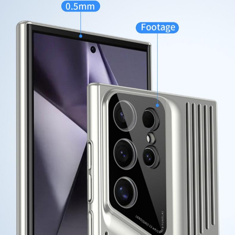 Premium Cooling Plating Hollow Out PC Blade Point Len Protector Shockproof Phone Case For Samsung S25Ultra S24 S23 S22 Hard Full Cover
