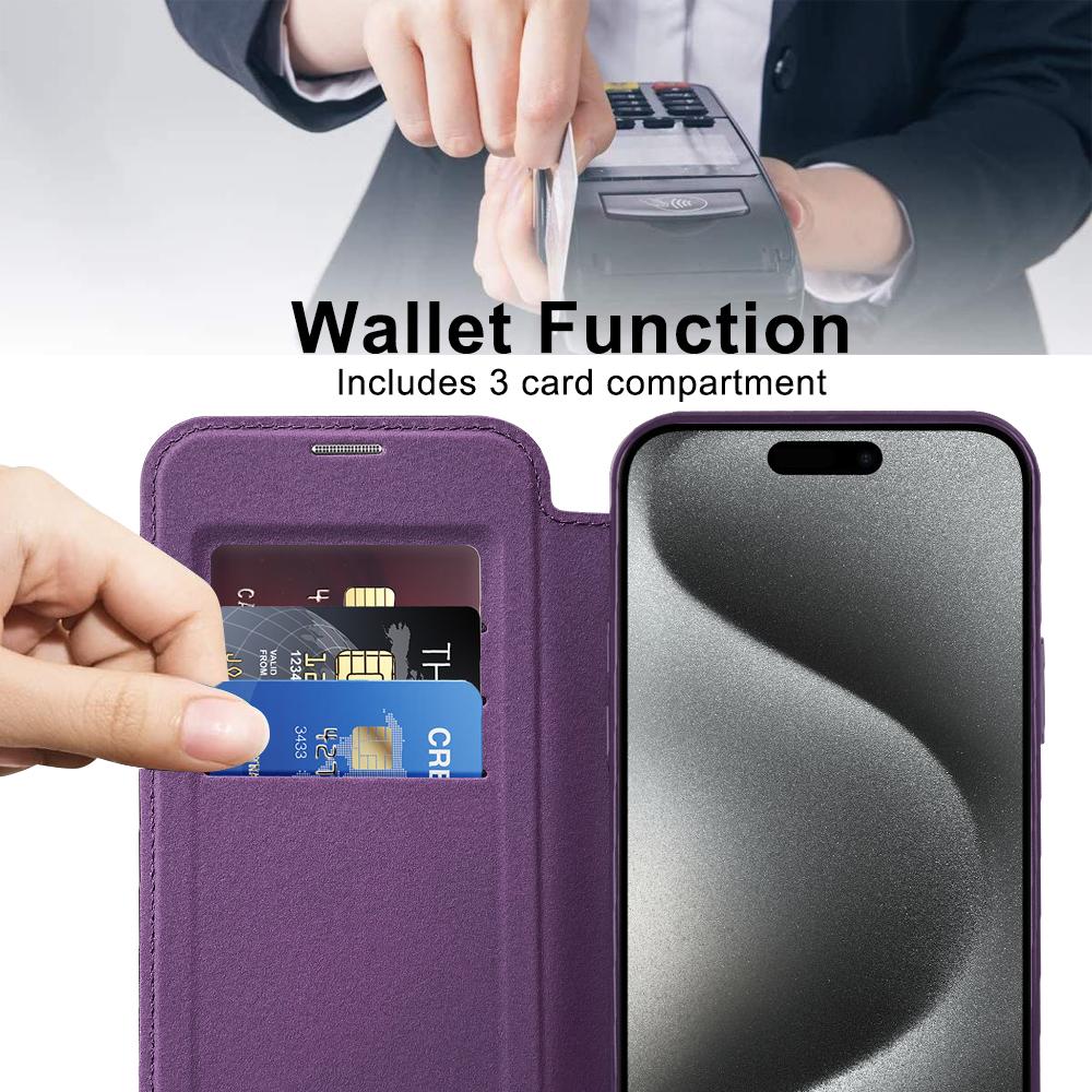 For iPhone 16 15 14 13 12 11 Pro Max Phone Case, Luxury Magnetic Suction Flip Business Wallet Card Slot Leather for Magsafe With Lens Film Anti-Fall Full Cover