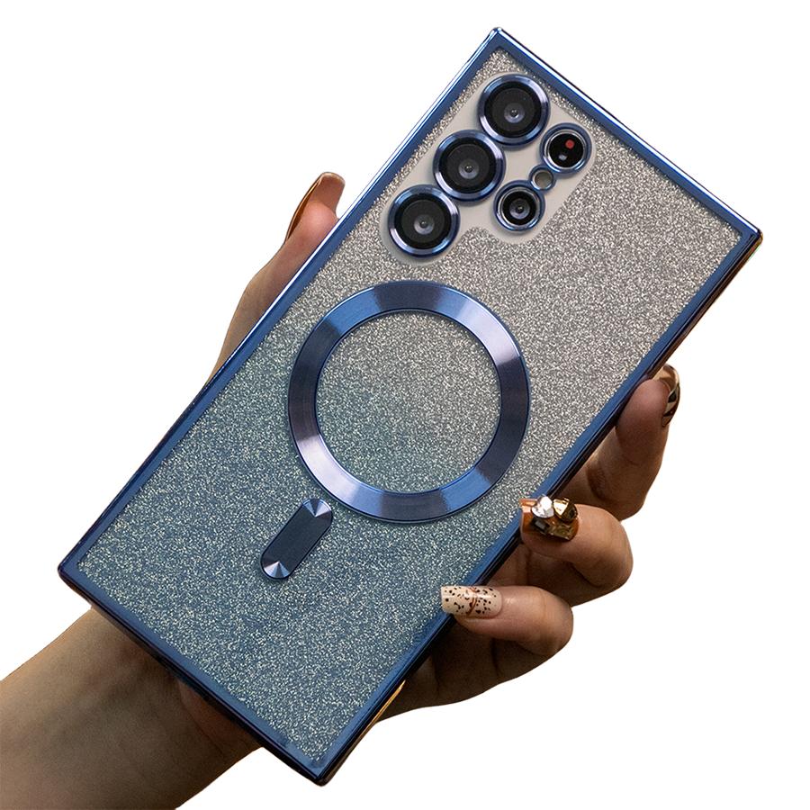 Glitter Gradient Magnetic Wireless Charge Transparent Soft Phone Case For Samsung A15 A25 A35 A55