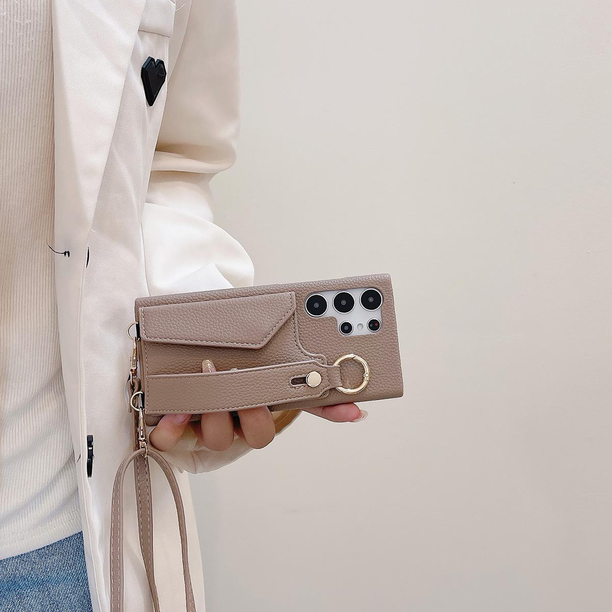 Wrist Strap Crossbody Leather Wallet Case For Samsung Galaxy S25 S25Plus S25Ultra S24 S24FE S24Plus S24Ultra Card Holder Lanyard Cover