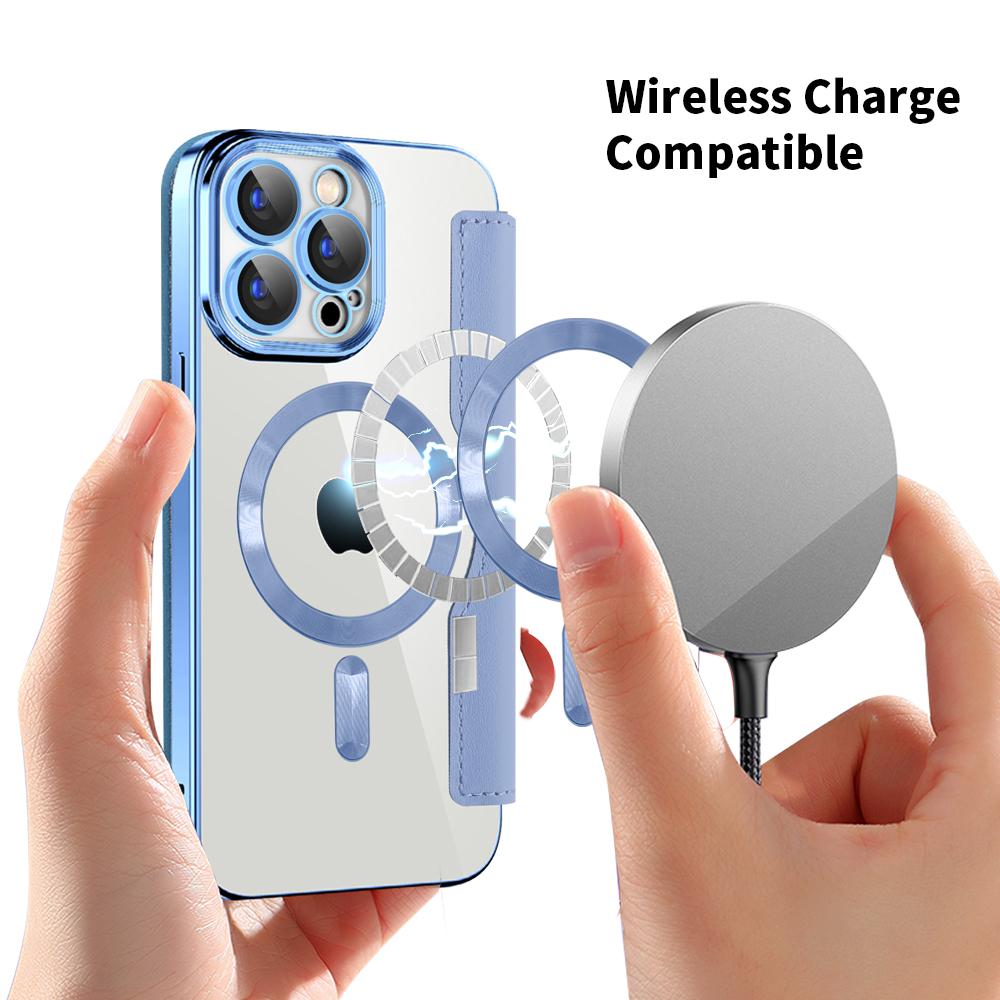 For iPhone 16 15 14 13 12 11 Pro Max Phone Case, Luxury Magnetic Suction Flip Business Wallet Card Slot Leather for Magsafe With Lens Film Anti-Fall Full Cover