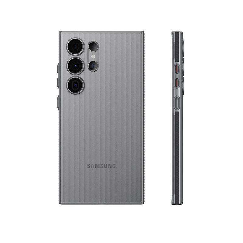 Corrugated Patter Matte Clear Ultra-thin Light Hard Slim Polycarbonate Transparent Phone Case with Bumper Strip for Samsung S25Ultra S25 S24 S23 Full Cover