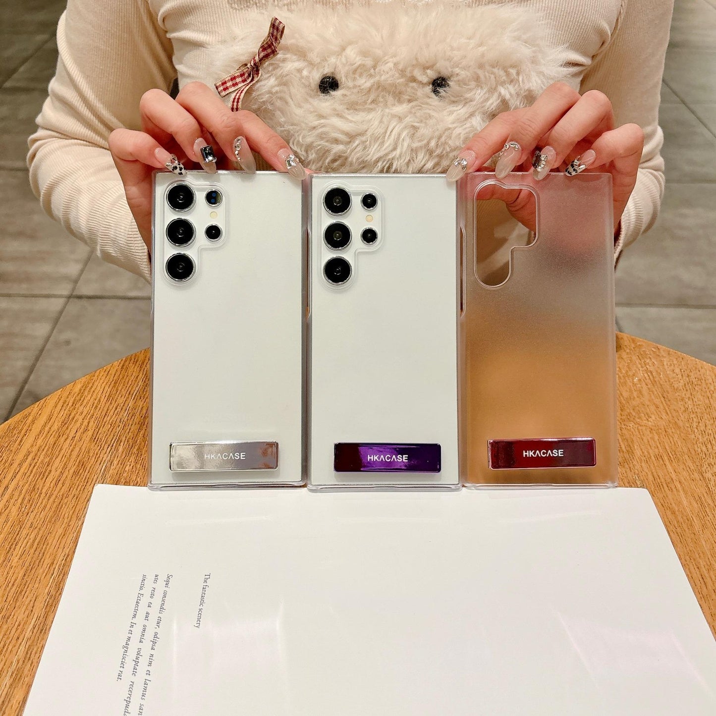 Matte PC Ultra Thin Transparent Frozen Fog Phone Case with Kickstand For Samsung S25Ultra S24 S23 S22 Note20 A14 A15 A16 A54 A55 A56 Not Yellowing Clear Hard Full Cover