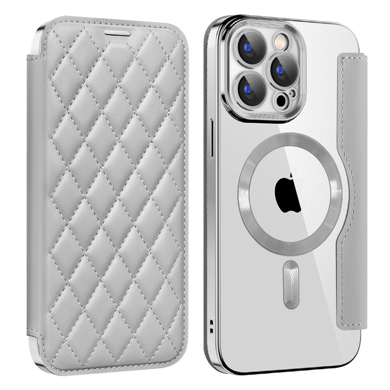 Magnetic Suction Flip Leather Case For iPhone 16 15 14 13 for Magsafe Case High Leather Equipped With Lens Film Case
