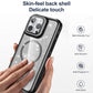 For iPhone 16ProMax 16 15 14 13 12 11 Strong Magnetic Phone Case, Glass Camera Kickstand Protection, Glitter Clear Acrylic Four Corner Shockproof Bumper Hand Feel Hard Full Cover