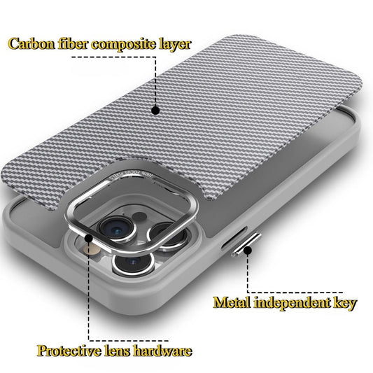 Matte PC Carbon Fiber Pattern Strong Magnetic Len Protection Hardware Shockproof Phone Case For iPhone 16ProMax 15 14 13 12 11 Skin Feel Hard Full Cover