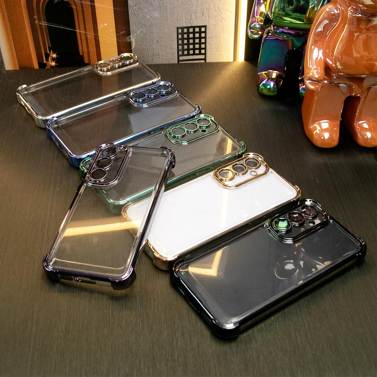 Luxury Plating Shockproof Clear Case for Samsung Galaxy A15 A25 A34 A35 A53 A54 A55 4G 5G Transparent Hard Acrylic Hybrid Bumper Armor Cover.
