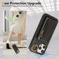 For iPhone 16ProMax 16 15 14 13 12 Leather Phone Case with Double Folding Wallet Wristband, Anti-Fall Card Bag Kickstand Shockproof Business Hard Full Cover