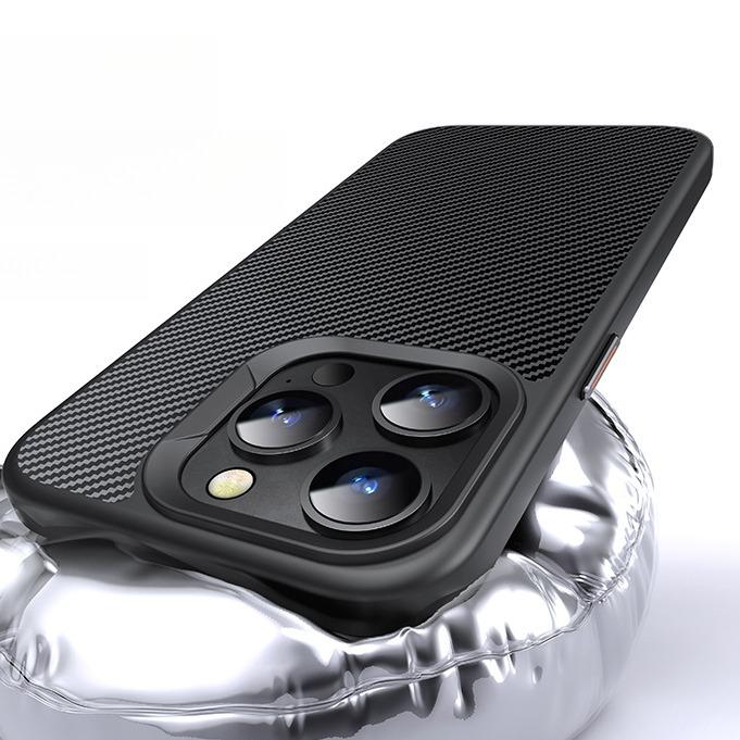 Carbon Fiber Pattern Slim PC Business Men Strong Magnetic Phone Case For iPhone 16ProMax 15 14 13 12 Skin Feel Bumper Shockproof Hard Full Cover