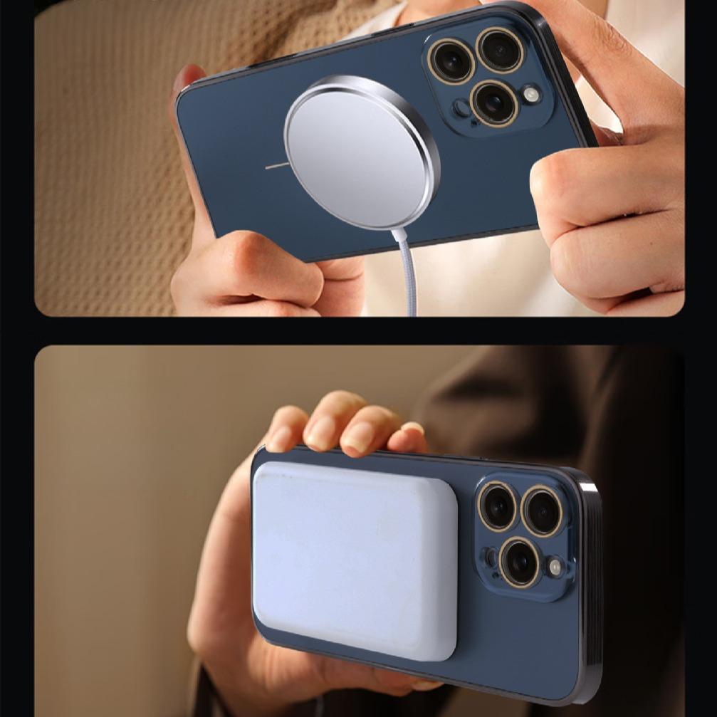 AG Glass Plating Fine Ring Strong Magnetic Phone Case With Len Protector For iPhone 16ProMax 15 14 13 12 11, Phone Handfeel Hard Full Cover
