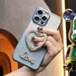 Glitter Transparent Gradient Diamond Love Heart Holder Plating Phone Case For iPhone 16 15 14 13 12 Pro Max Clear Soft TPU Back Cover