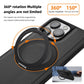 Luxury Full Leather Phone Case For iPhone 16ProMax 16 15 14 13 12 11 Magnetic Rotate Metal Holder Stand Back Cover