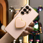 Plating Love Heart Pop Stand Phone Case For Samsung S25 S24 S23 S22 S21 Note20