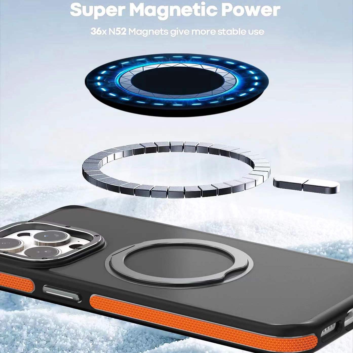 For Samsung S25 S25+ S25Ultra S24 S23 Strong Magnetic Phone Case, Metal 360 Degree Rotation Kickstand Protection, Elegant Matte Case Support Wireless Charging Shockproof Bumper Hard Full Cover