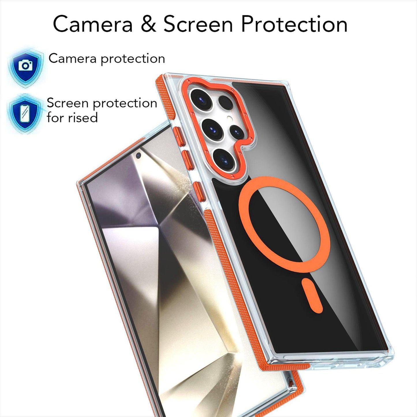 Dual Color Translucency Black Strong Magnetic For Magsafe Phone Case For Samsung S25Ultra S25+ S25 S24Ultra S23FE S23Ultra A55 A35 A25 A16 Metal Frame Shockproof Bumper Acrylic Hard Cover
