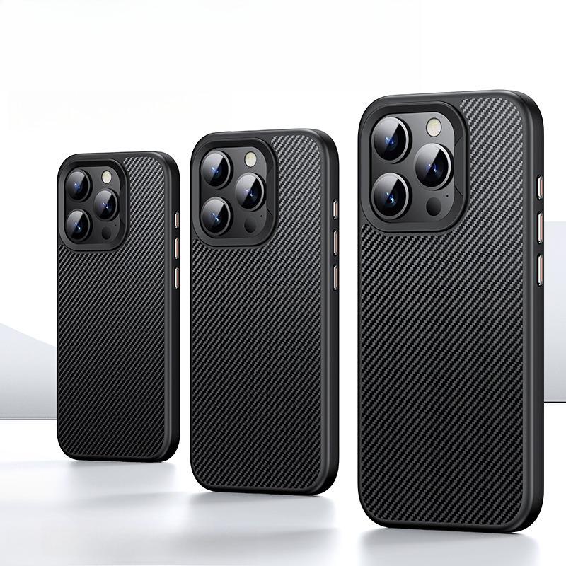 Carbon Fiber Pattern Slim PC Business Men Strong Magnetic Phone Case For iPhone 16ProMax 15 14 13 12 Skin Feel Bumper Shockproof Hard Full Cover