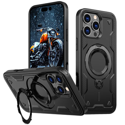 Anti-Dust Matte Anti-Fall Heavy Duty Protection Shockproof Strong Magnetic Phone Case With Rotating Metal Kickstand for iPhone 16ProMax 16 15 14 13 12 11 XR Bumper Hard Full Cover