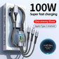 3 In 1 100w Transparent Fast Charging Cable Type C Usb Micro For Iphone Samsung Huawei Xiaomi Pilot Lamp Charger Usb C 6A