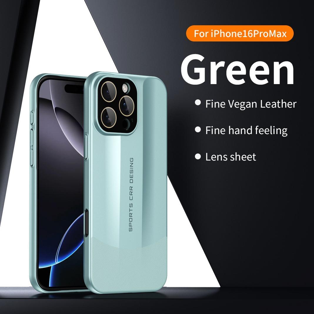 Premium PC Leather Two-tone Len Protector Shockproof Phone Case For iPhone 16ProMax 15 14 13 12 Hard Full Cover
