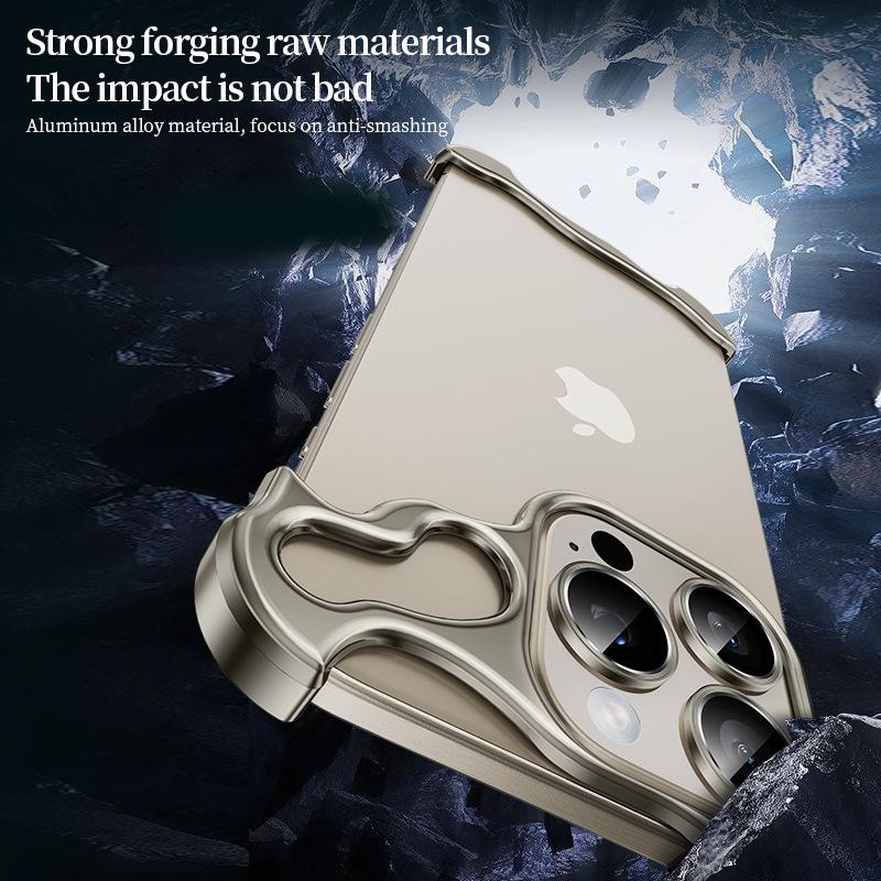 Special-Shaped Metal Corner Pad Anti-Fall Phone Case Suitable For iPhone 16 15 14 13 Pro Max, Borderless Slim No Back Bumper with Camera Cover Bumper Phone Case