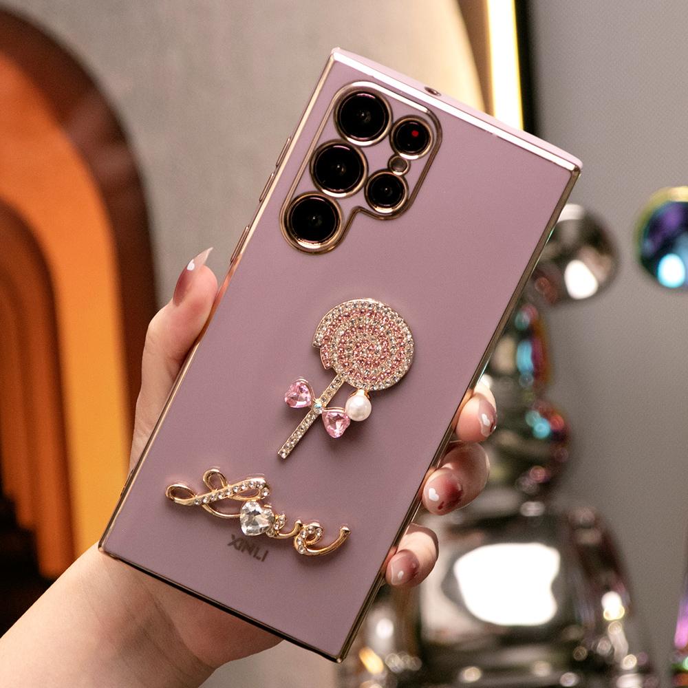 Love lollipop Plating Phone Case for Samsung A16 A15 A24 A25 A34 A35 A52 A53 A54 A55 A06