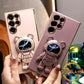 Quicksand Bear Stand Plating Phone Case for Samsung S25 25Plus 25Ultra 24 24FE 24Plus 24Ultra