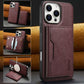 For iPhone 16ProMax 16 15 14 13 12 Leather Phone Case with Strong Magnetic Double Folding Wallet, Anti-Fall Card Bag Kickstand for Magsafe Shockproof Business Hard Full Cover