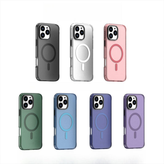 Two-Tune Matte Skin Friendly Strong Magnetic For Magsafe Phone Case For iPhone 16 15 14 13 Pro Max Plus Metal Frame Acrylic Shockproof Bumper Hard Cover
