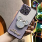 Glitter Transparent Gradient Mouse Head Mirror Kickstand Plating Phone Case For iPhone 16 15 14 13 12 Pro Max Clear Soft TPU Back Cover