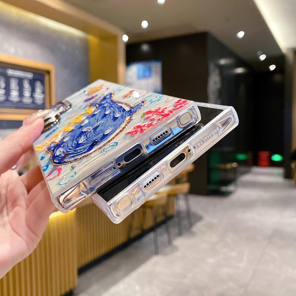 For Samsung S25 S24 S23 S22 A35 A36 A26 A54 A55 A56 Phone Case, Happy Whale Butterfly Flower Rainbow Castle, Oil Painting Camera Frame Anti-drop Hard Shockproof Full Cover