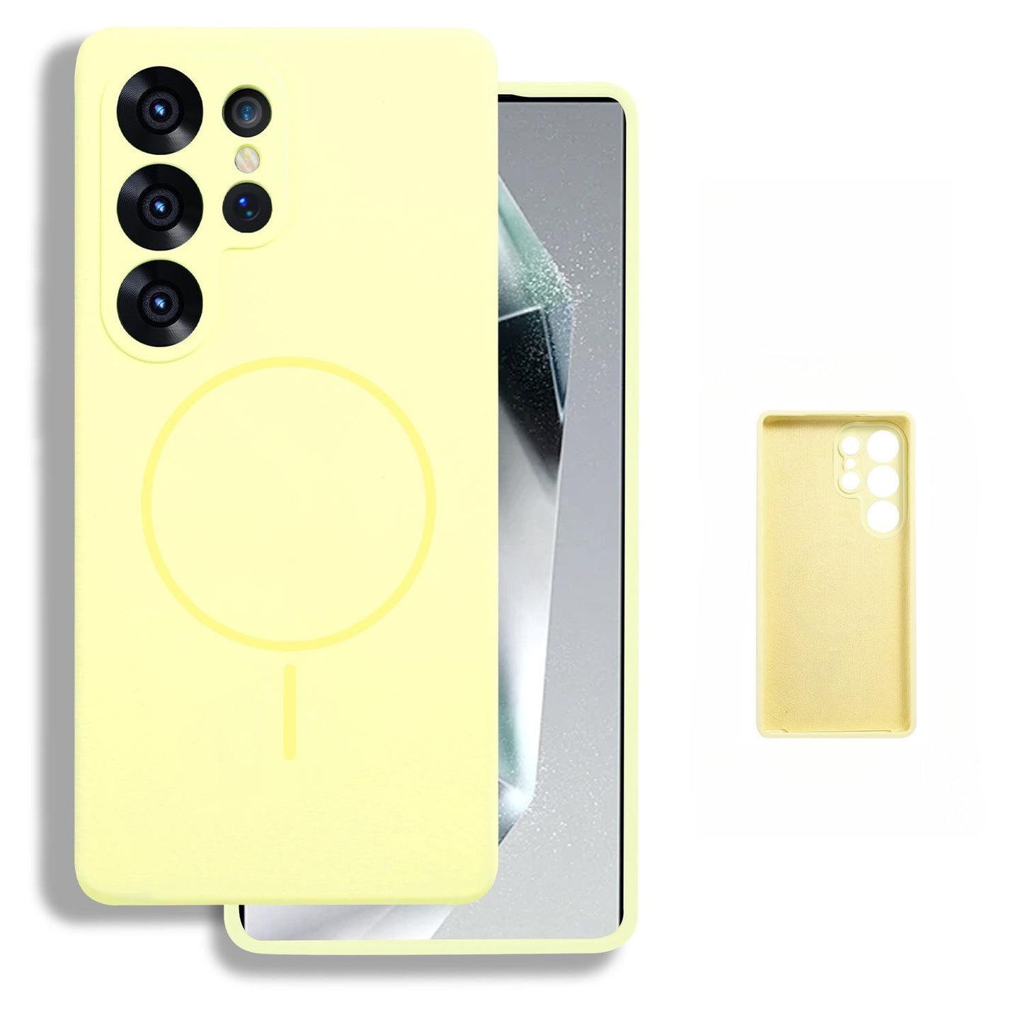 Liquid Silicone Fine Ring Strong Magnetic Precision Fingerprint-proof Phone Case For Samsung S25Ultra S25 S24 S23, Soft Skin Feel Shockproof Soft Full Cover With Microfiber Lining