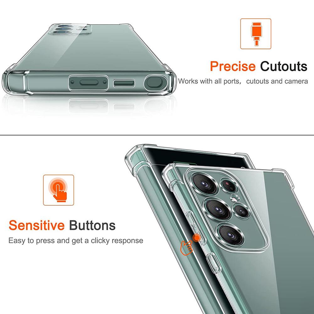 Anti-Falling Soft TPU Case For Samsung S25 S25Plus S25Ultra S24 S24FE S24Plus S24Ultra Clear Transparent Protector Cover