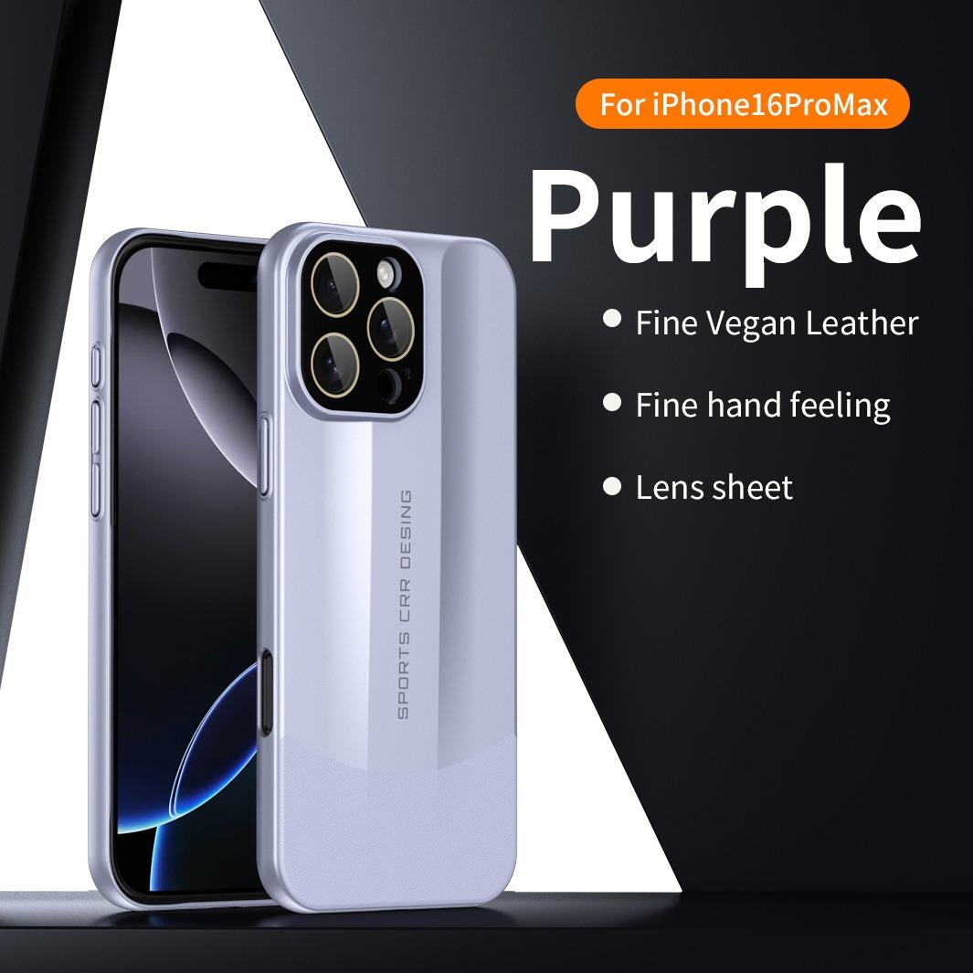 Premium PC Leather Two-tone Len Protector Shockproof Phone Case For iPhone 16ProMax 15 14 13 12 Hard Full Cover