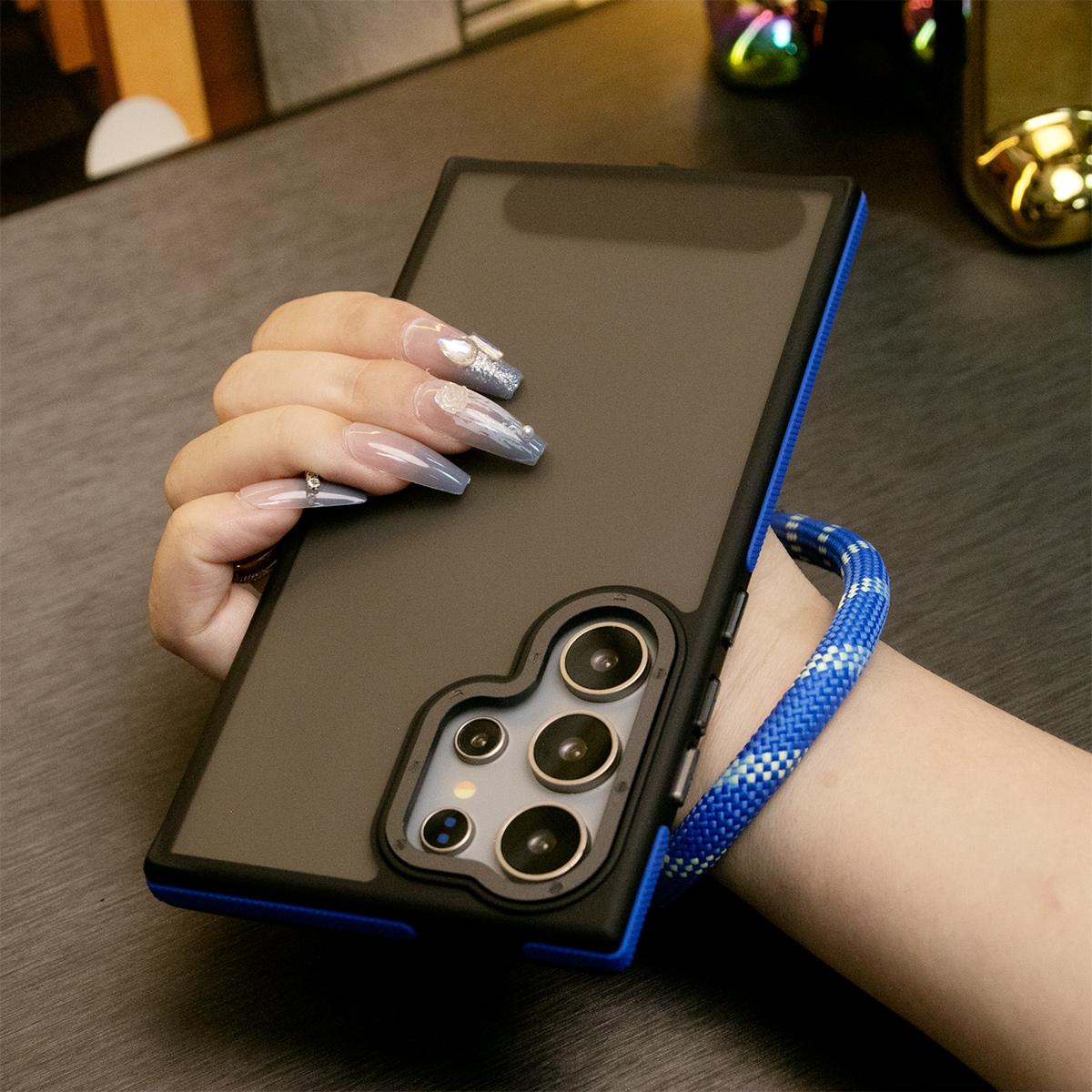 For Samsung S25Ultra S24 S23FE A15 A14 A25 A24 A34 A35 A54 A55 Phone Case, Metal Camera Protection, With Multifunctional Wristband, Elegant Matte Camera Frame Shockproof Bumper Hard Full Cover
