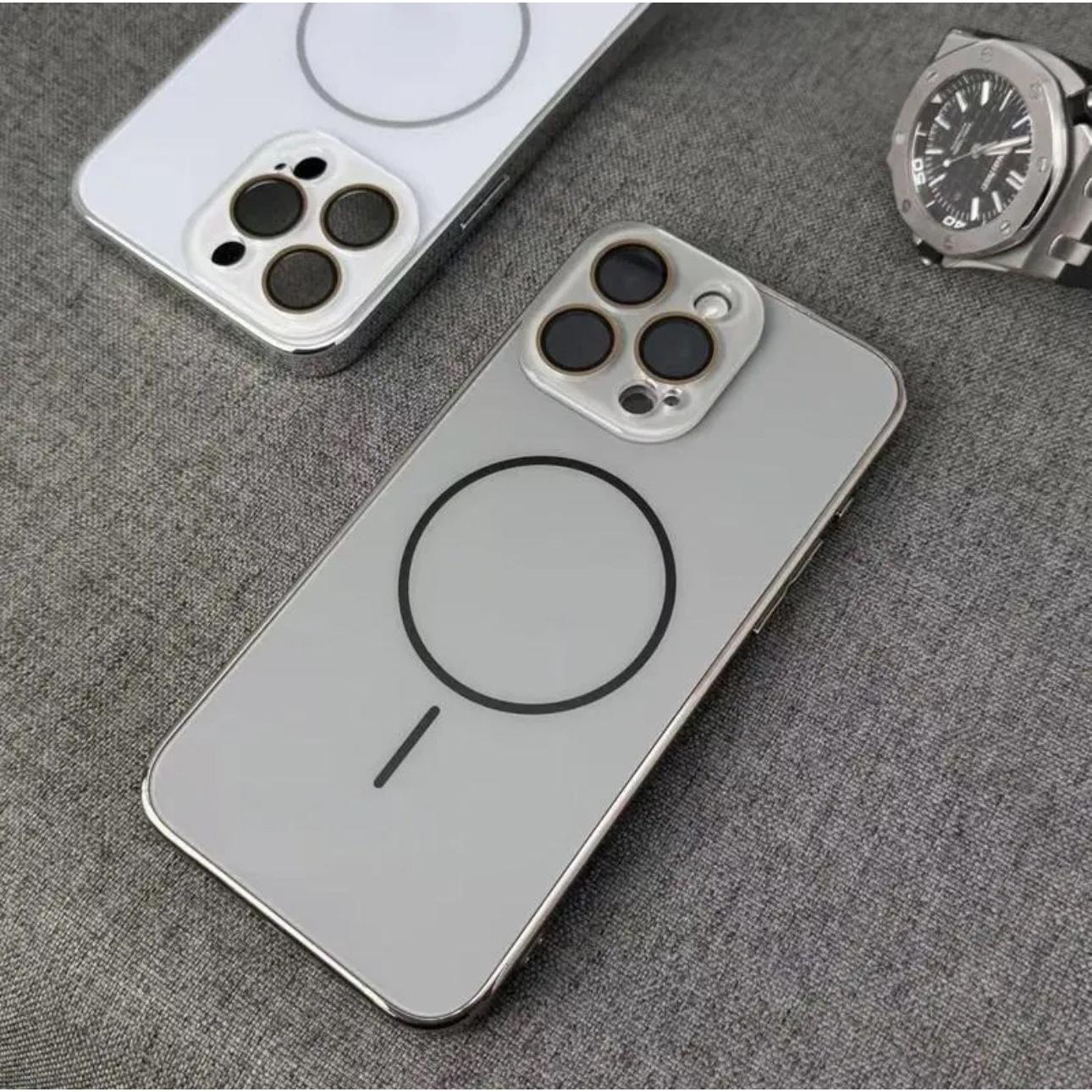 AG Glass Plating Fine Ring Strong Magnetic Phone Case With Len Protector For iPhone 16ProMax 15 14 13 12 11, Phone Handfeel Hard Full Cover