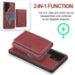 For Samsung S25 S24 S23 A16 A15 A36 A35 A56 A55 A53 Leather Phone Case with Strong Magnetic Triple Fold Wallet, Anti-Fall Card Bag Kickstand for Magsafe Shockproof Business Hard Full Cover