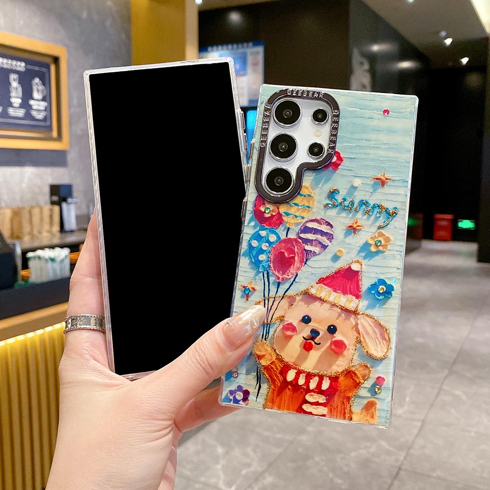 For Samsung S25 S24 S23 S22 A35 A36 A26 A54 A55 A56 Phone Case, Rich Girl Women Nabobess Leopard Print Rainbow Deer Balloon Puppy, Oil Painting Camera Frame Anti-drop Hard Shockproof Full Cover